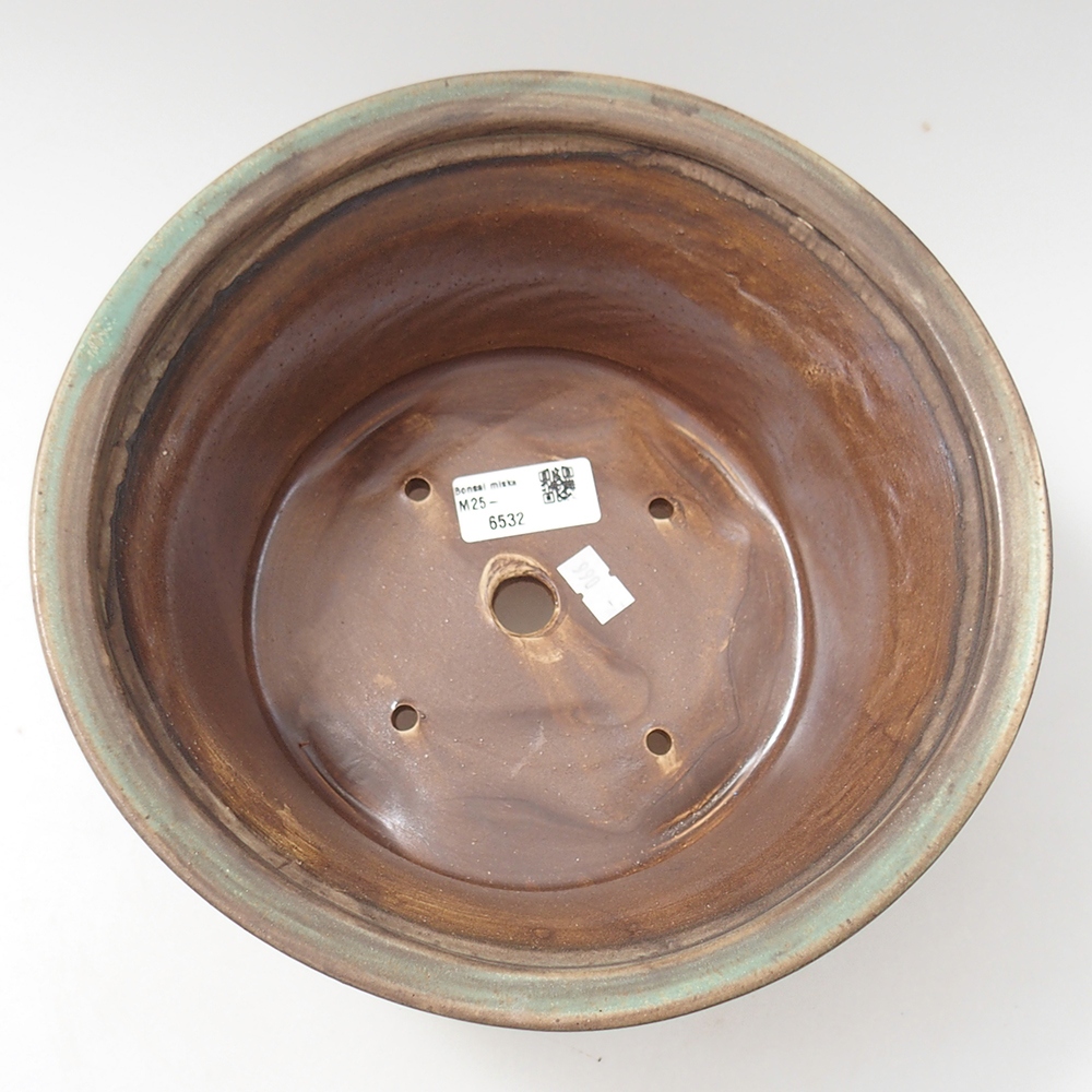 Bonsaischaal van keramiek 24 x 24 x 11,5 cm, groen