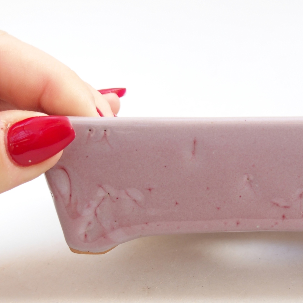 Bonsaischaal van keramiek 26 x 26 x 8 cm, kleur rood