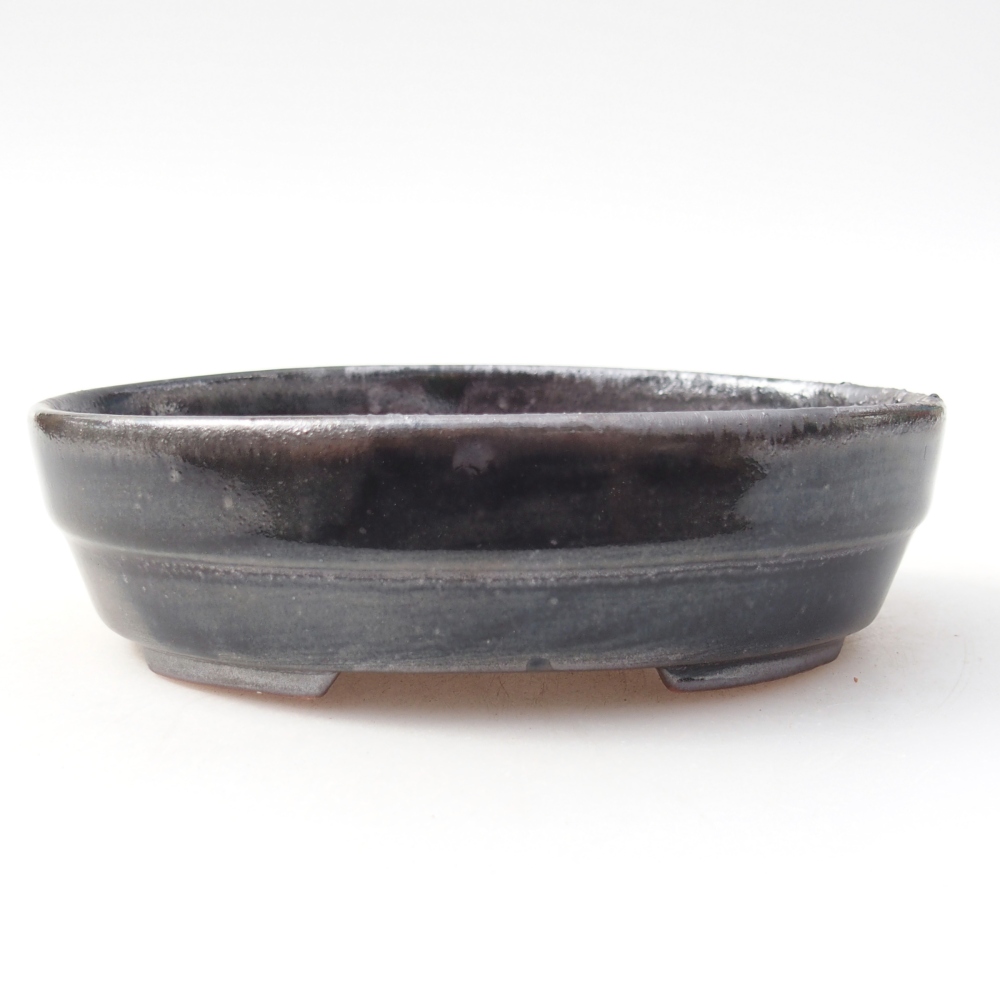 Bonsaischaal van keramiek 14 x 10,5 x 4 cm, kleur zwart