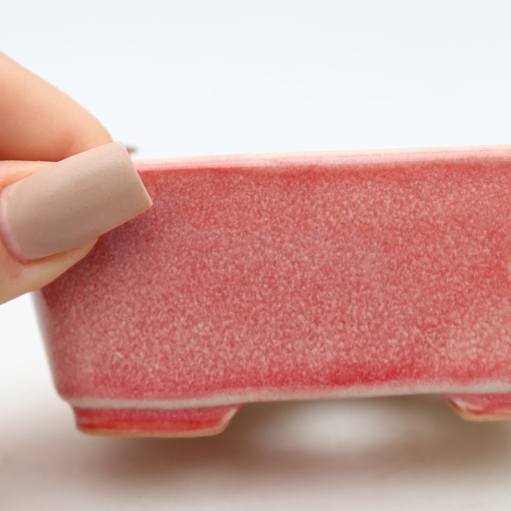 Keramische bonsaischaal 10,5 x 8,5 x 4 cm, kleur: rood