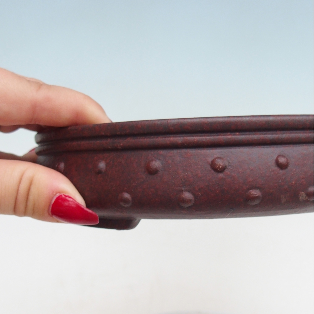 Bonsaischaal van keramiek 17,5 x 17,5 x 4 cm, bruin