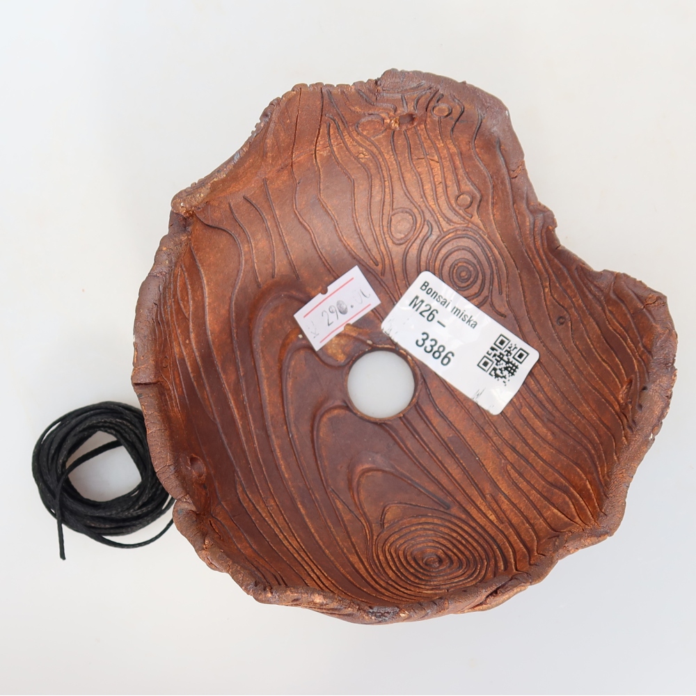 Keramische schaal voor Kokedama, 12 x 12 x 7 cm, kleur: bruin