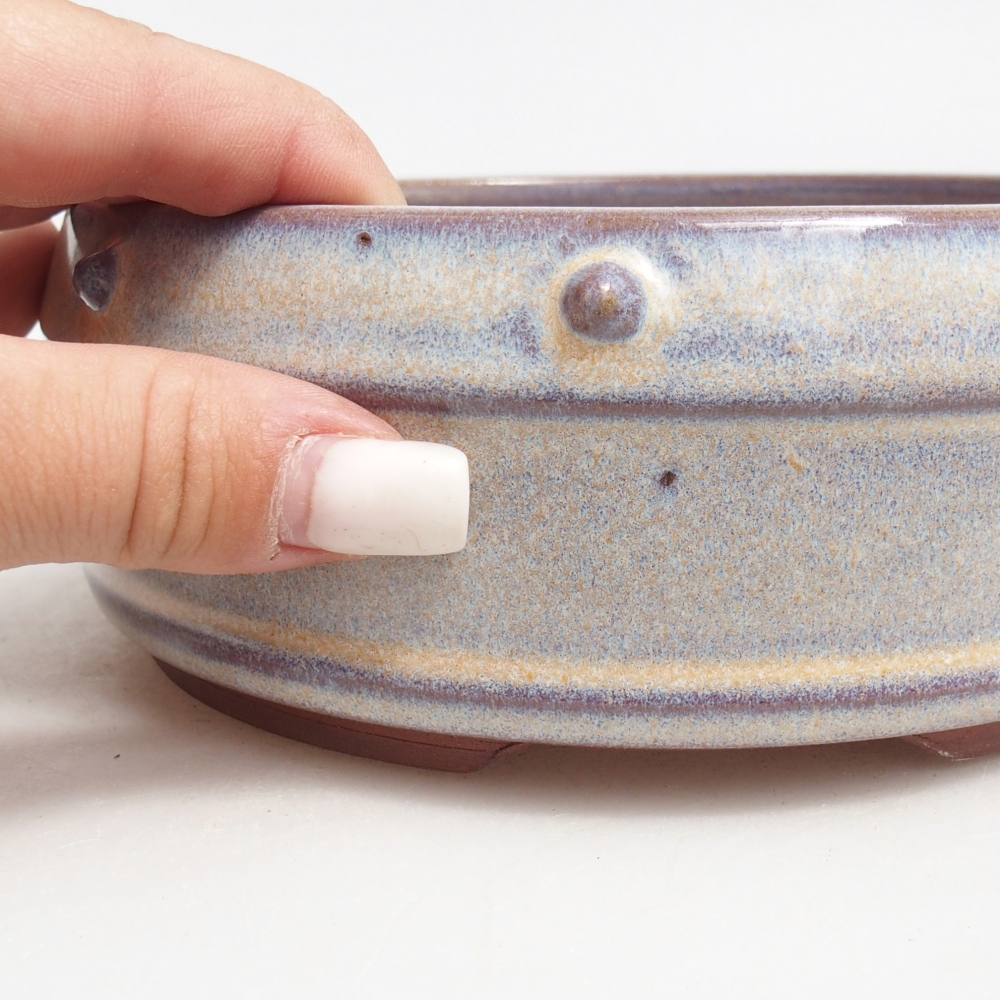 Bonsaischaal van keramiek 16 x 16 x 6 cm, kleur blauw