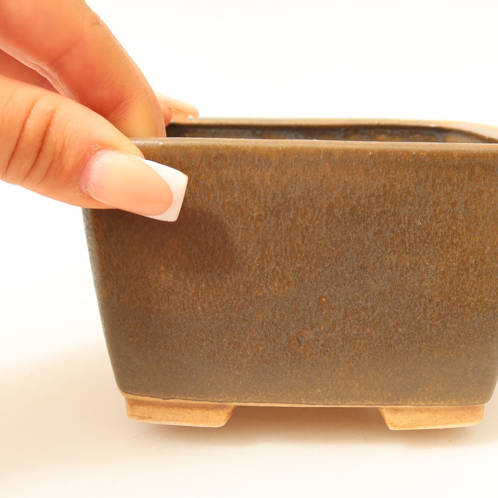 Keramische bonsaipot 10,5 x 10,5 x 7 cm, kleur bruin