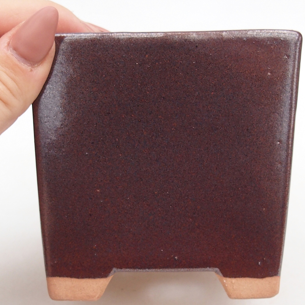 Bonsaischaal van keramiek 9 x 9 x 8,5 cm, kleur bordeauxrood