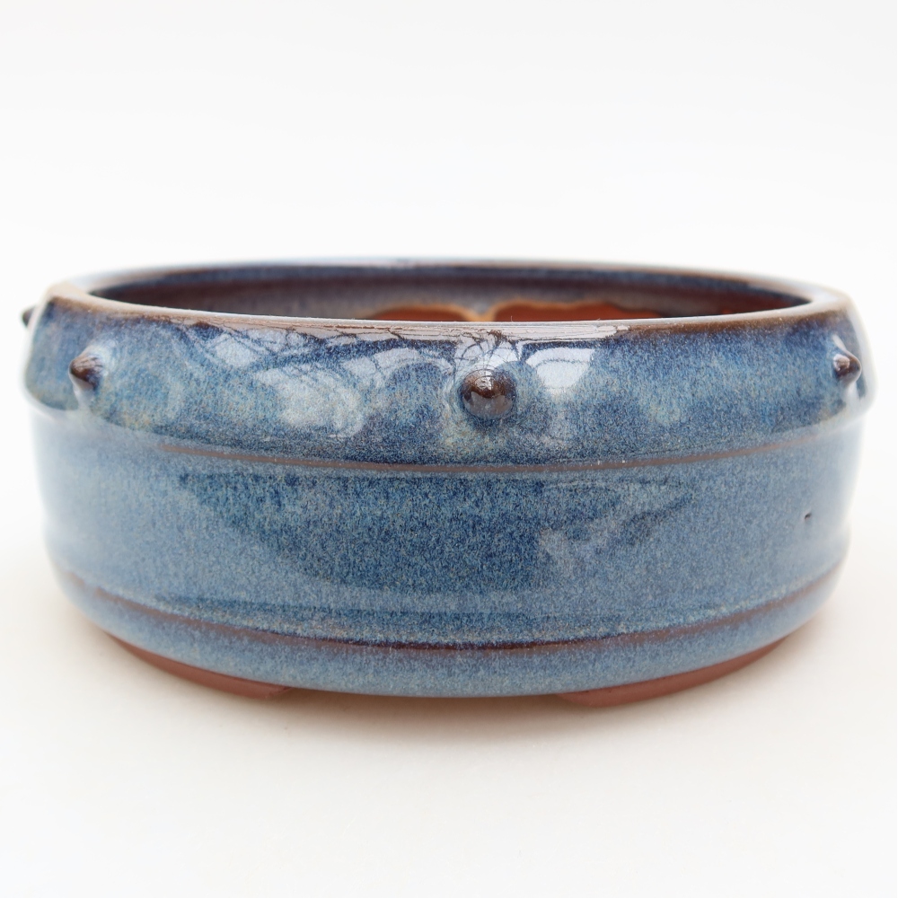 Bonsaischaal van keramiek 15,5 x 15,5 x 6,5 cm, kleur blauw