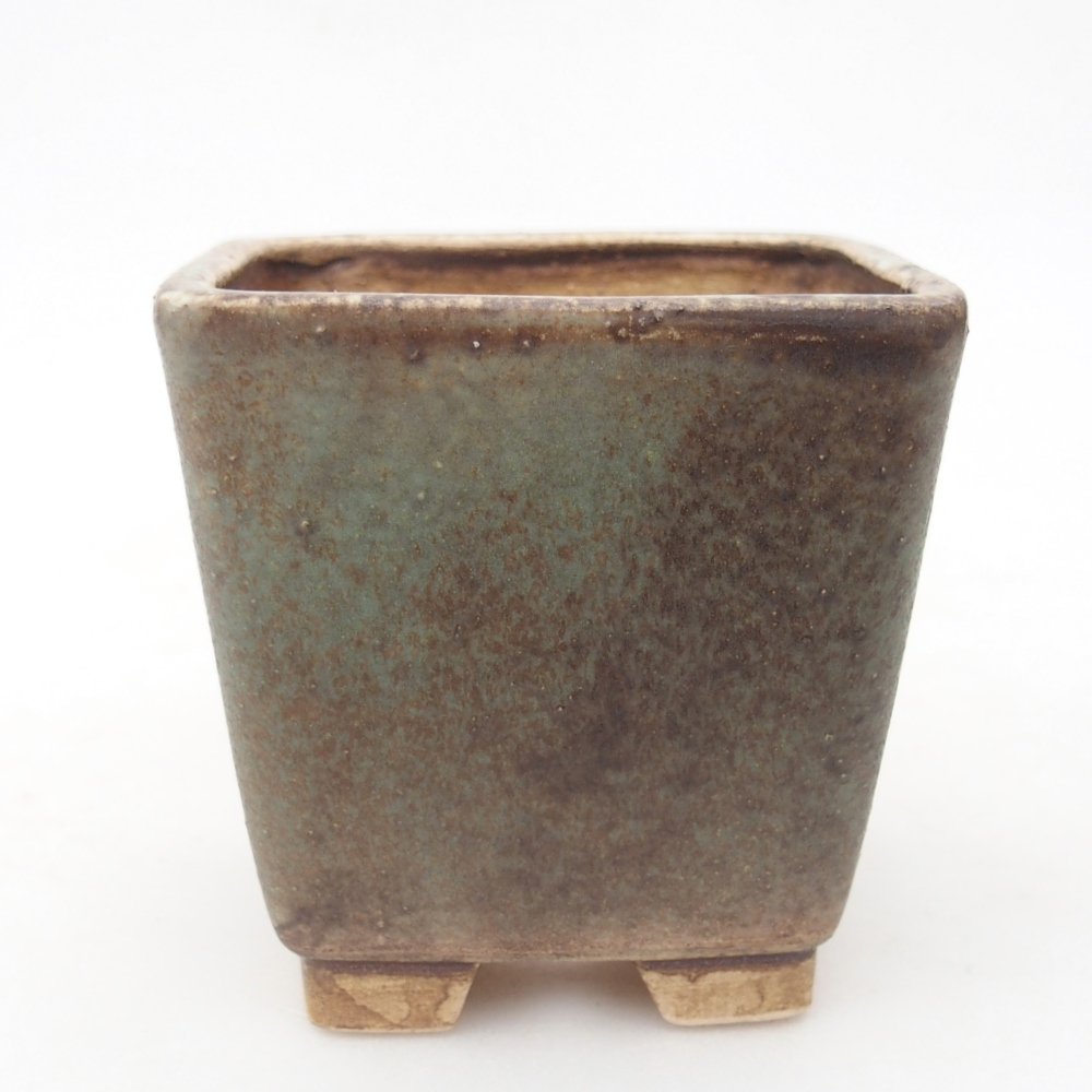 Bonsaischaal van keramiek 7,5 x 7,5 x 7,5 cm, groen
