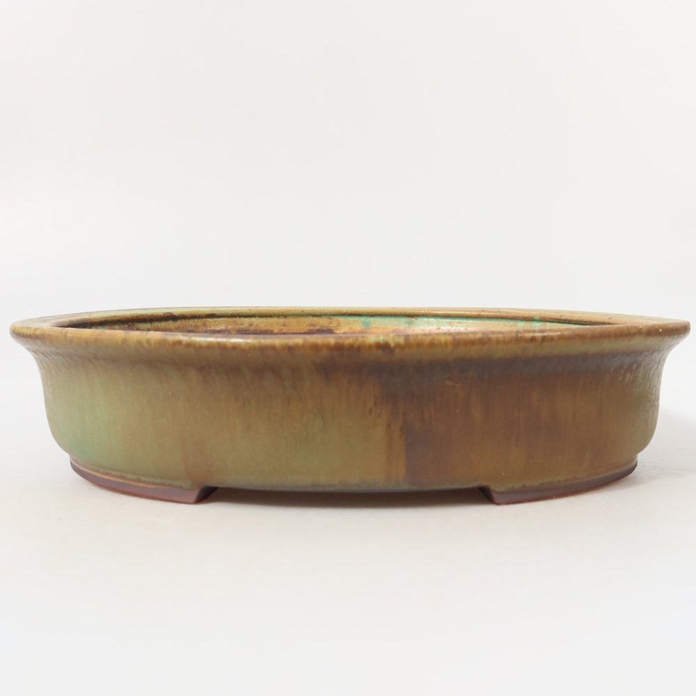 Bonsaischaal van keramiek 26,5 x 23,5 x 5,5 cm, groen