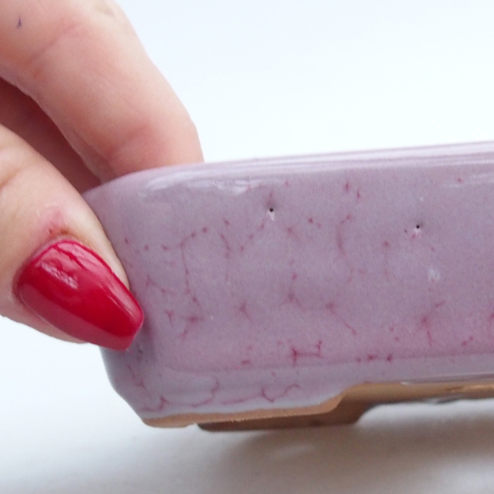 Bonsaischaal van keramiek 26 x 26 x 8 cm, kleur rood