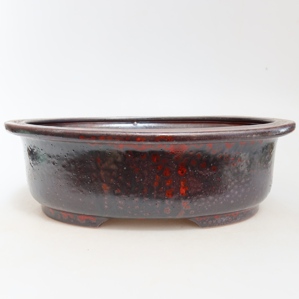 Keramische bonsaipot 26 x 22 x 8 cm, kleur metaalrood