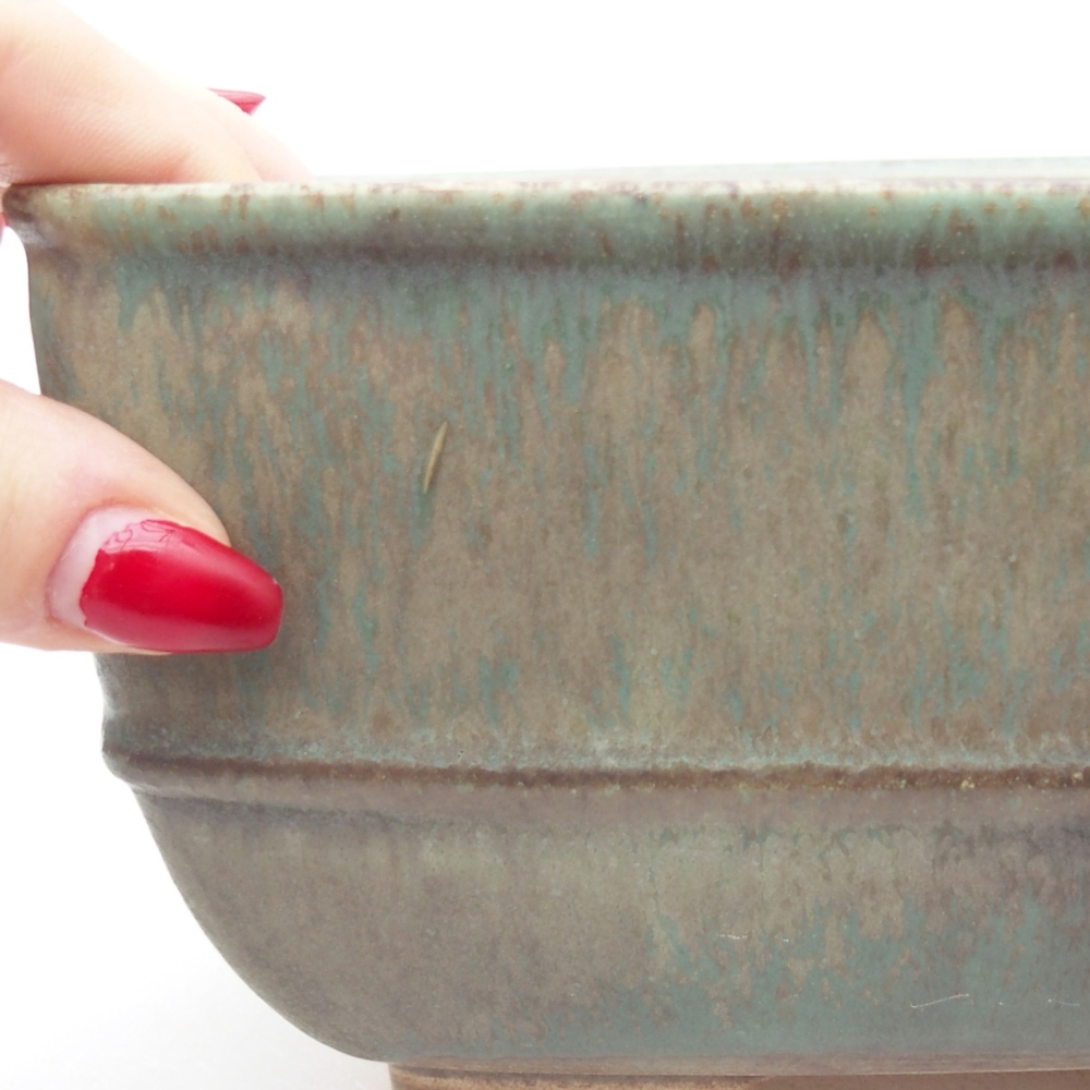 Bonsaischaal van keramiek 16 x 16 x 9,5 cm, groen