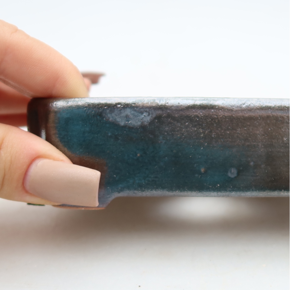 Keramische bonsaischaal 10,5 x 9 x 3 cm, kleur grijs