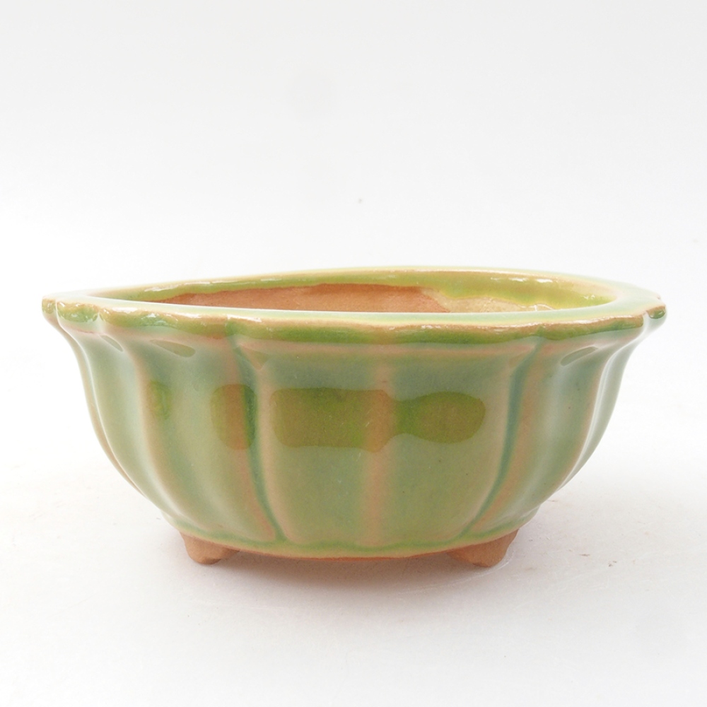 Bonsaischaal van keramiek 11 x 11 x 5 cm, groen