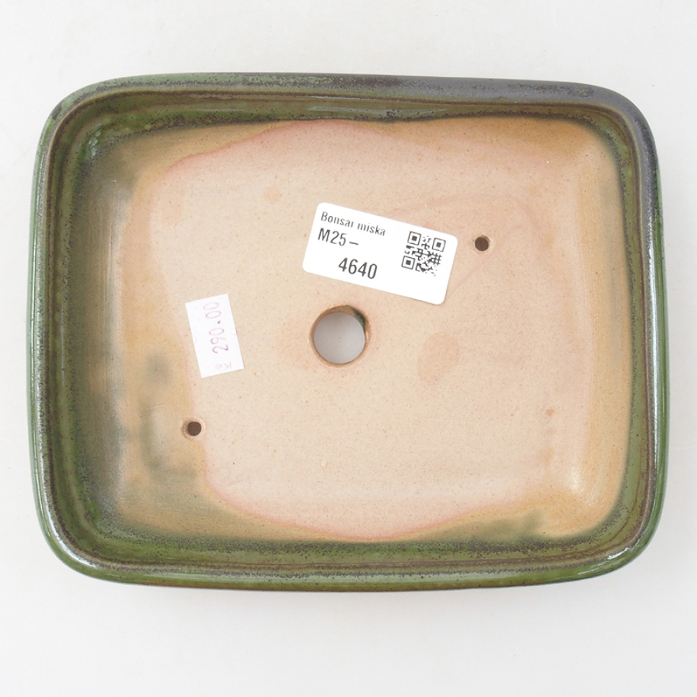 Bonsaischaal van keramiek 17 x 13,5 x 3,5 cm, groen