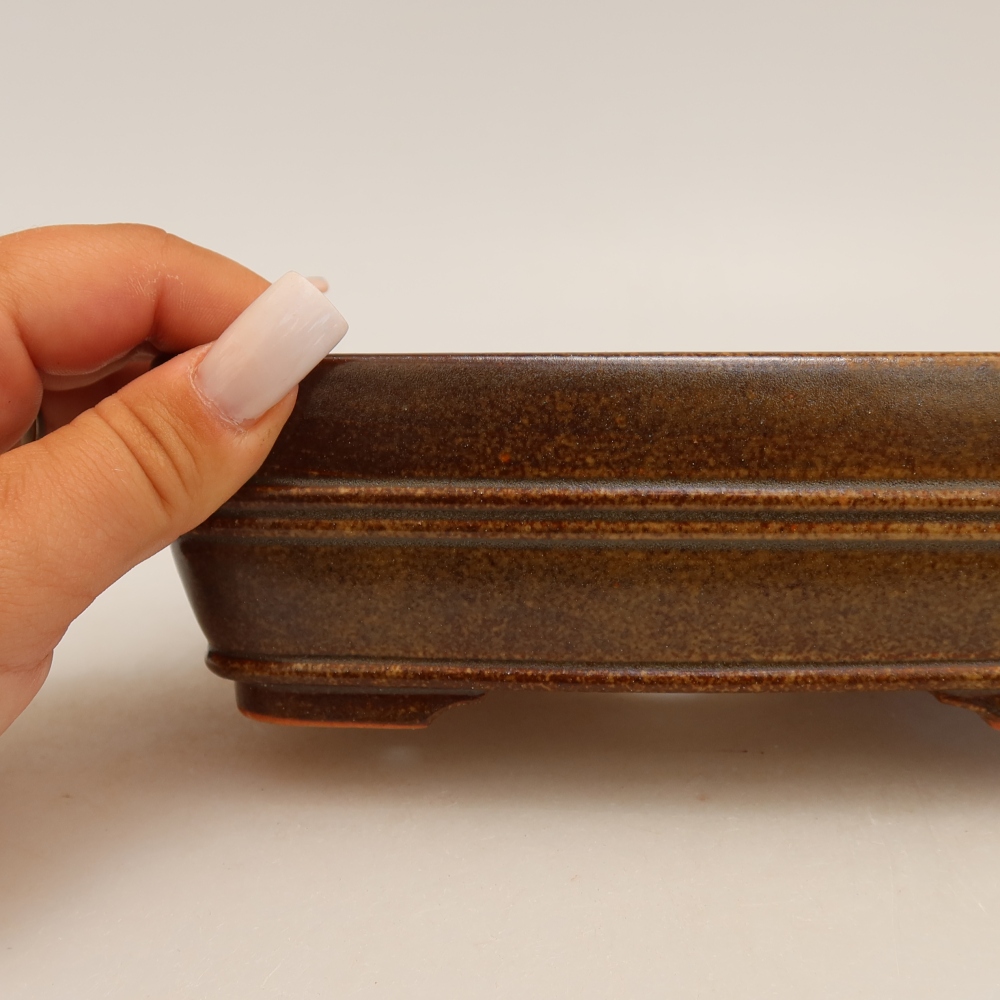 Keramische bonsaipot 17 x 12,5 x 5,5 cm, kleur bruin