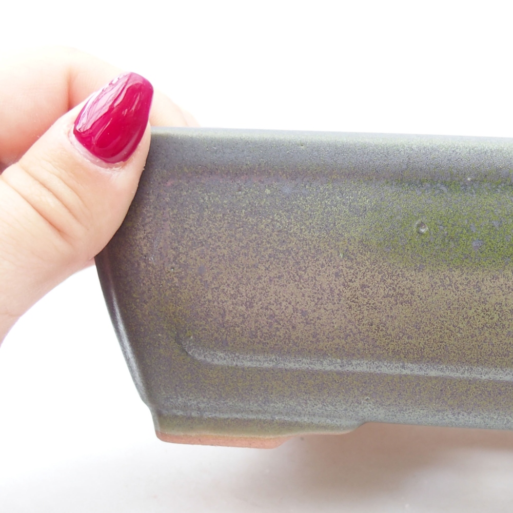 Bonsaischaal van keramiek 16 x 12 x 6 cm, groen