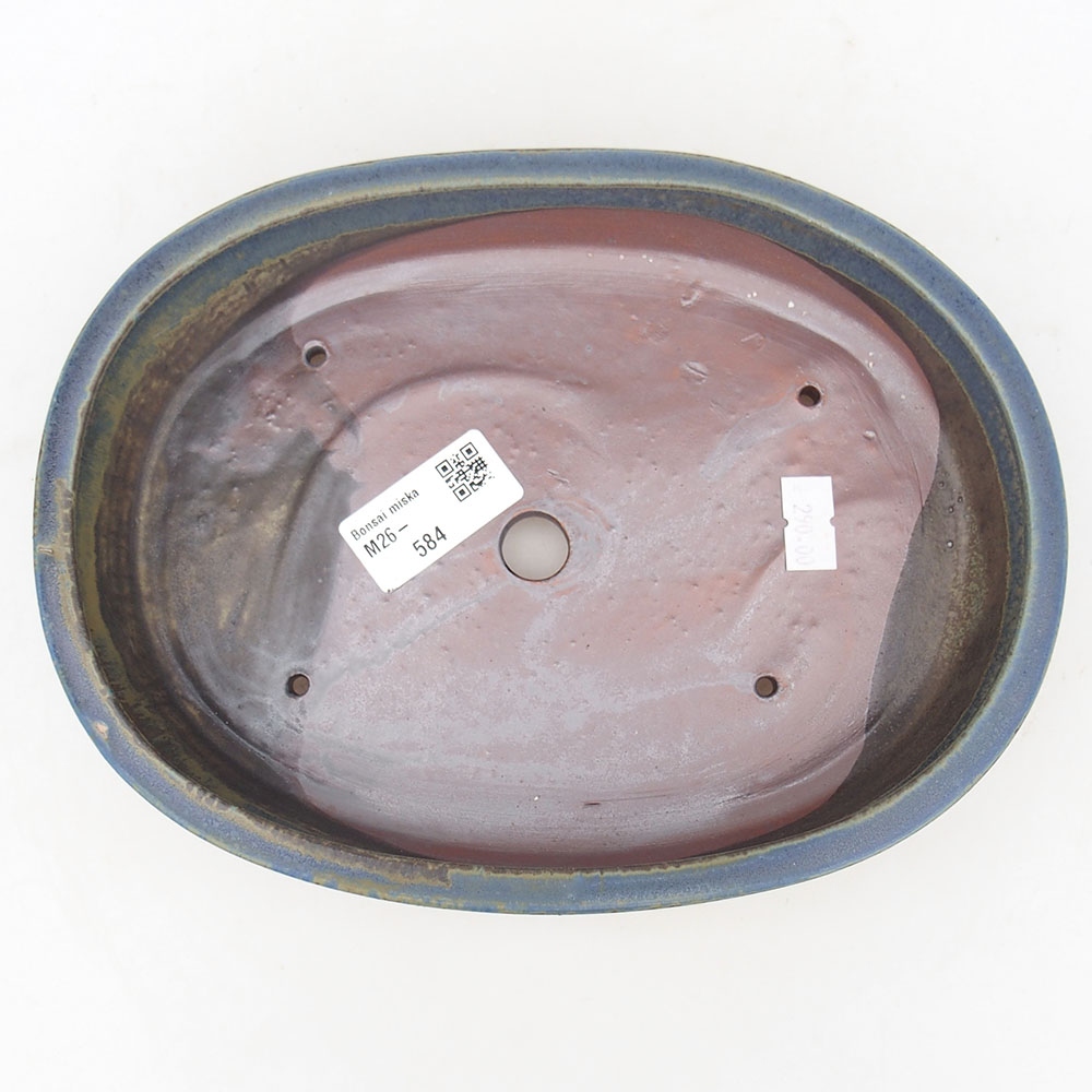 Bonsaischaal van keramiek 22 x 17 x 4 cm, kleur blauw