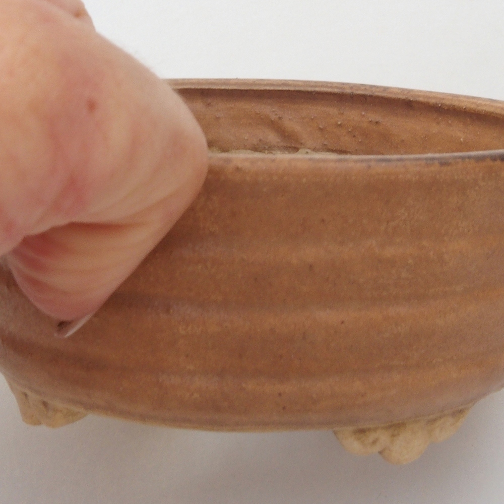 Bonsaischaal van keramiek 10 x 8,5 x 4 cm, bruin