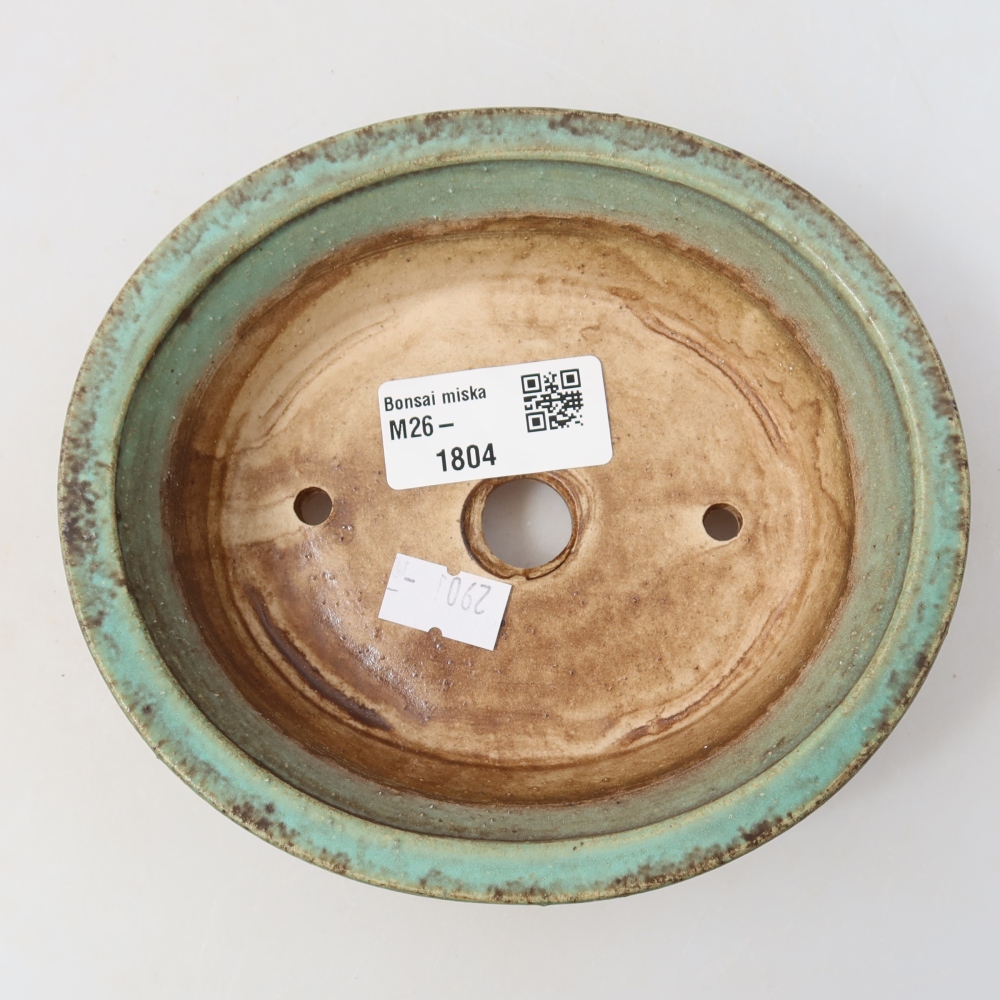 Bonsaischaal van keramiek 14,5 x 12,5 x 4 cm, groen