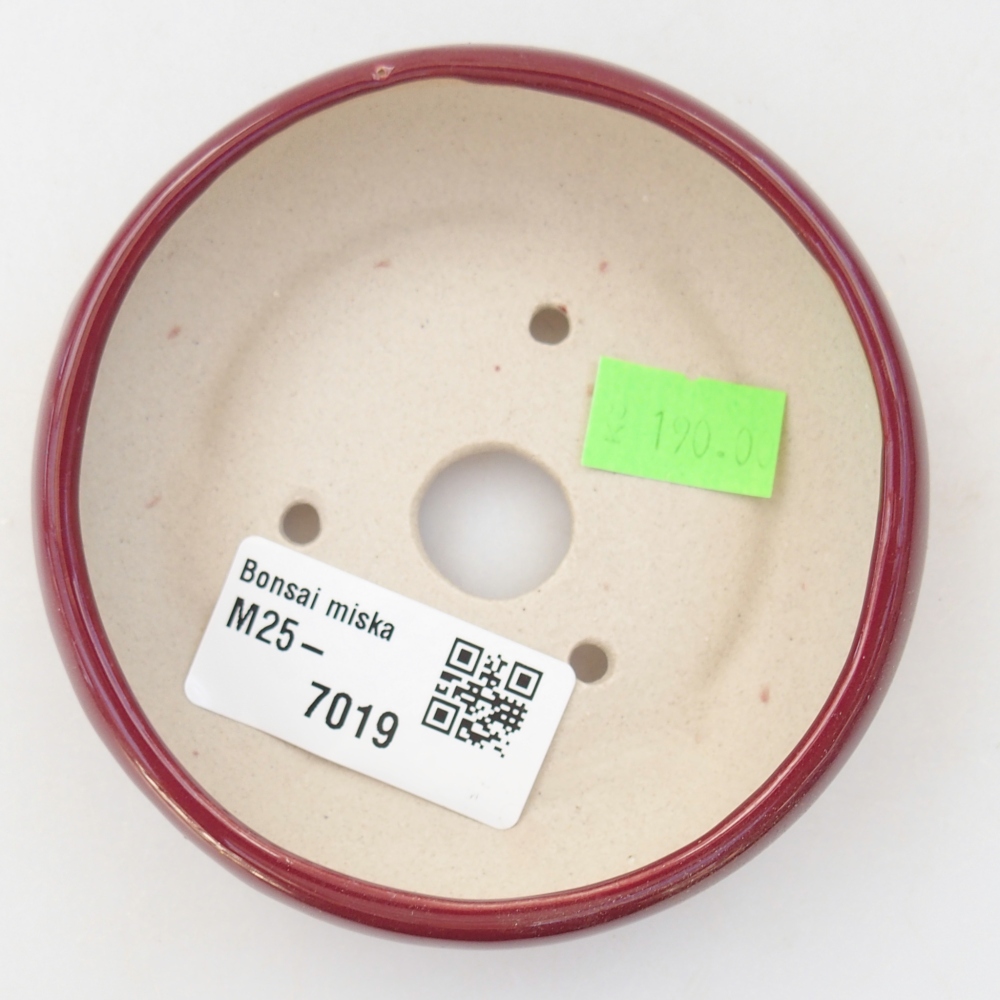 Bonsaischaal van keramiek 26 x 26 x 8 cm, kleur rood