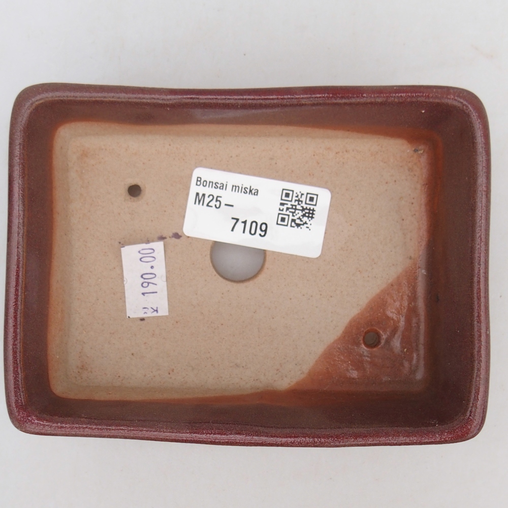 Bonsaischaal van keramiek 26 x 26 x 8 cm, kleur rood