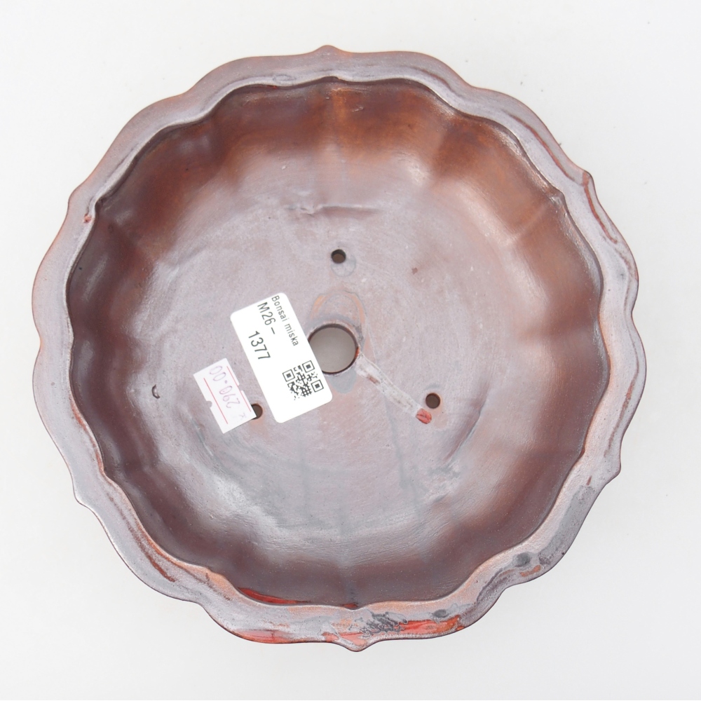Bonsaischaal van keramiek 18 x 18 x 5 cm, rood metallic
