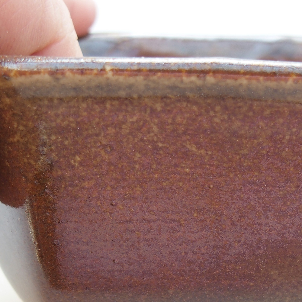 Bonsaischaal van keramiek 10 x 10 x 6 cm, bruin