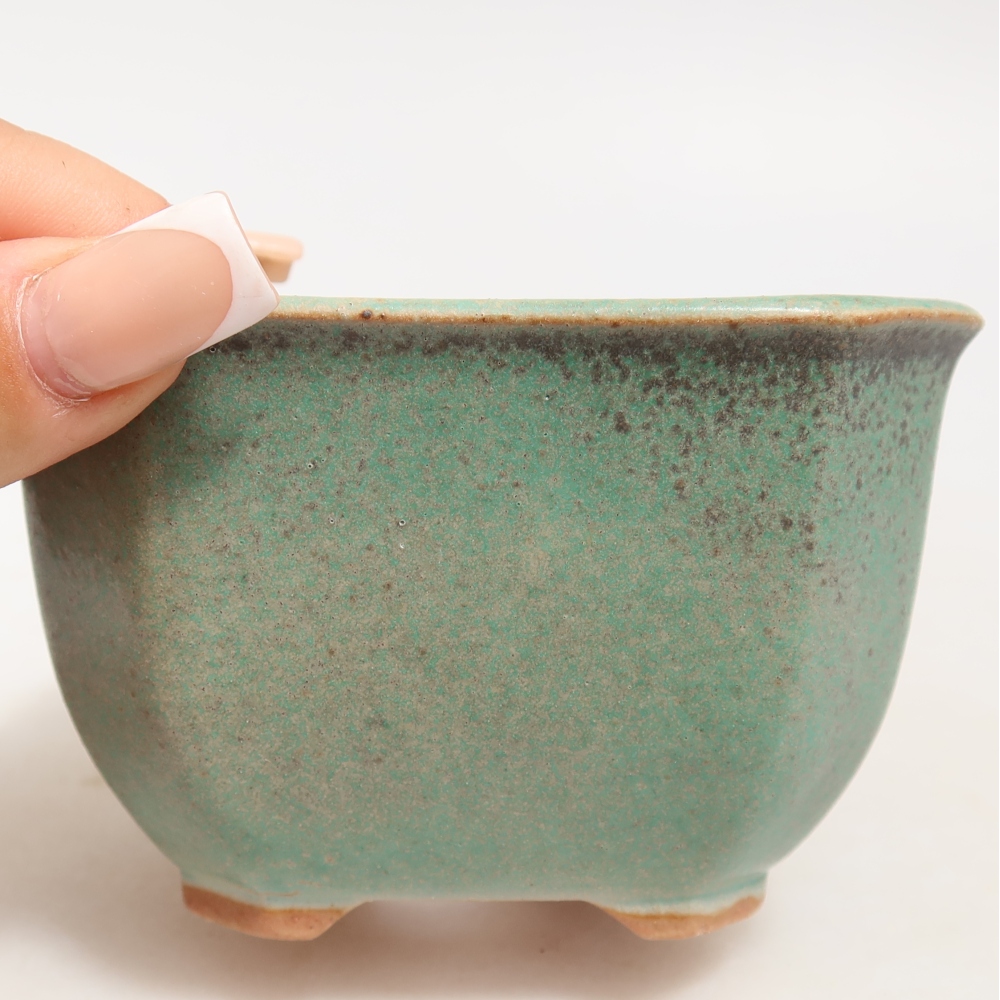 Keramische bonsaipot 10 x 10 x 6,5 cm, kleur groen