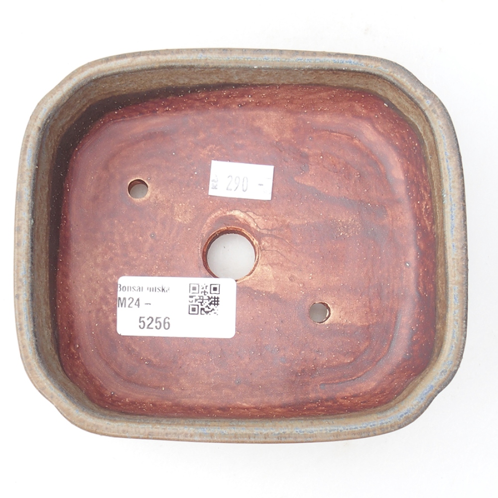 Bonsaischaal van keramiek 13,5 x 12 x 4 cm, kleur blauw