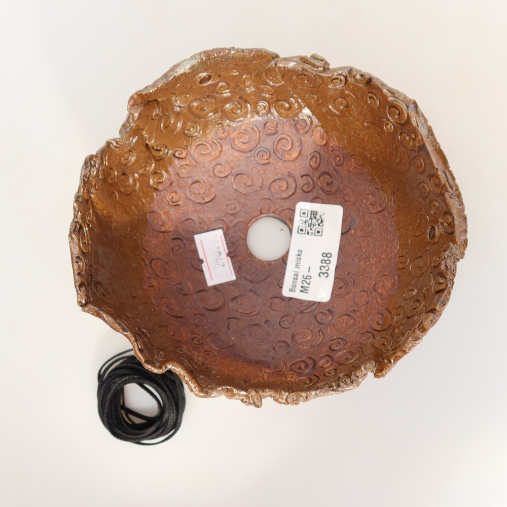 Keramische schaal voor kokedama, 13 x 12,5 x 8 cm, kleur: bruin