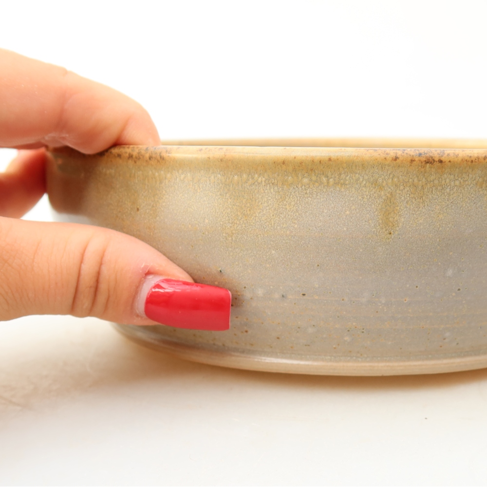 Keramische bonsaipot 17,5 x 17,5 x 5,5 cm, kleur: beige