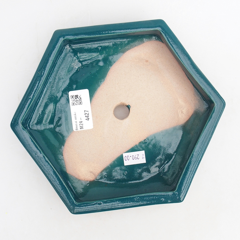 Bonsaischaal van keramiek 20 x 17,5 x 4 cm, groen