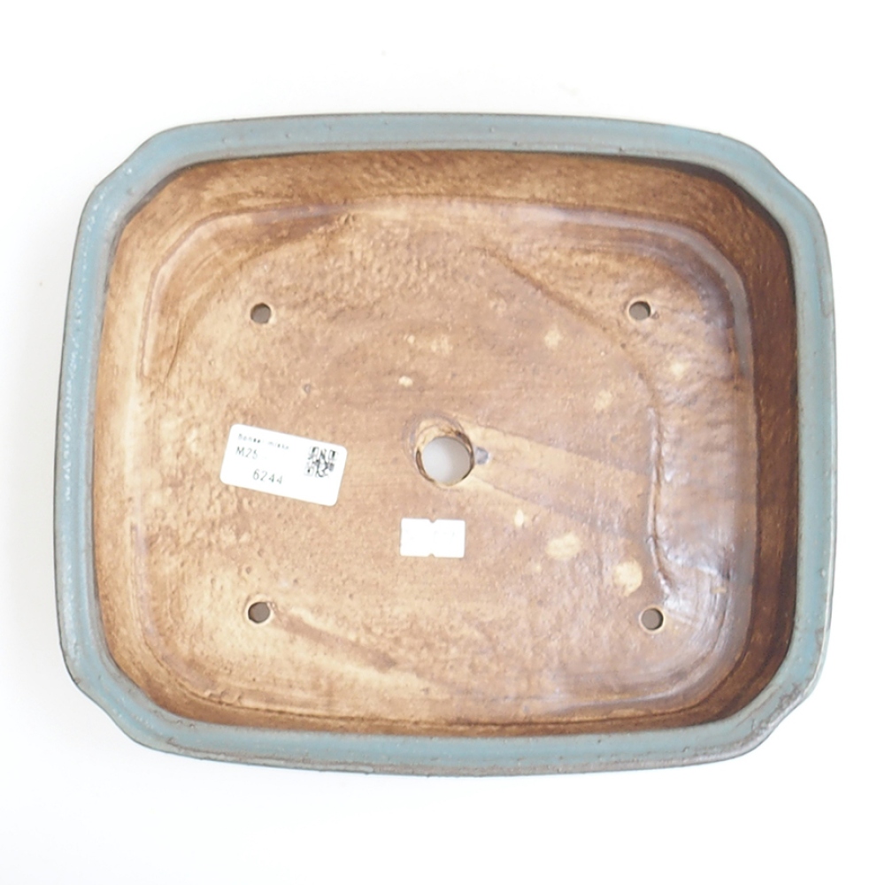 Bonsaischaal van keramiek 24 x 20,5 x 6 cm, kleur blauw