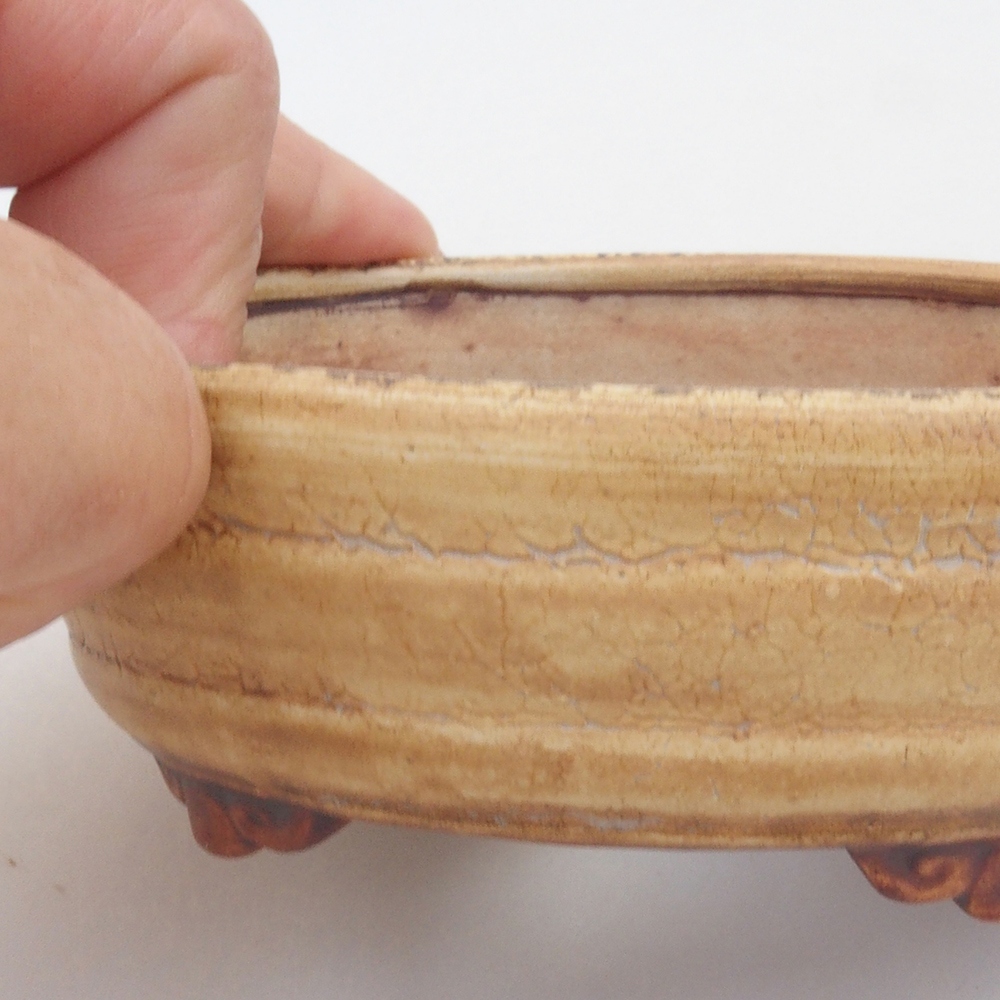 Bonsaischaal van keramiek 10 x 8,5 x 4 cm, bruin