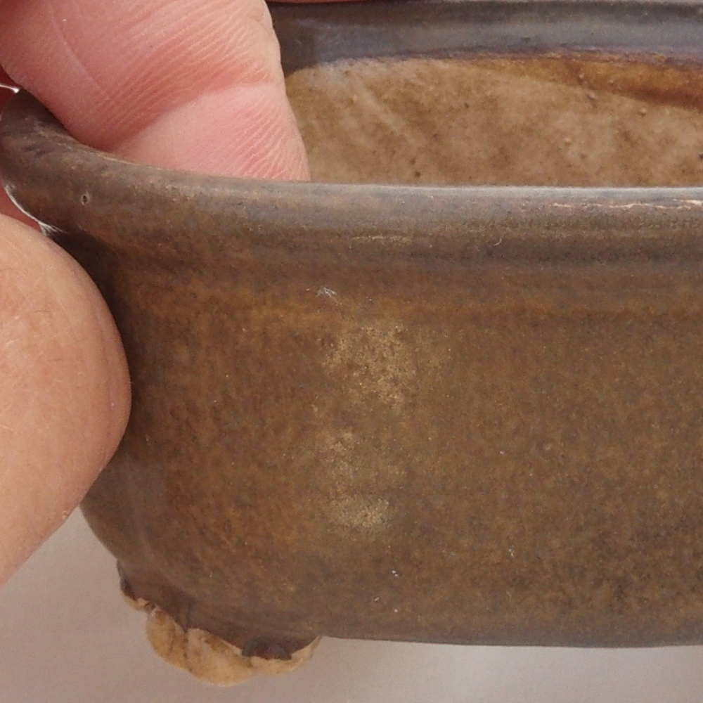 Bonsaischaal van keramiek 10 x 8,5 x 4 cm, bruin