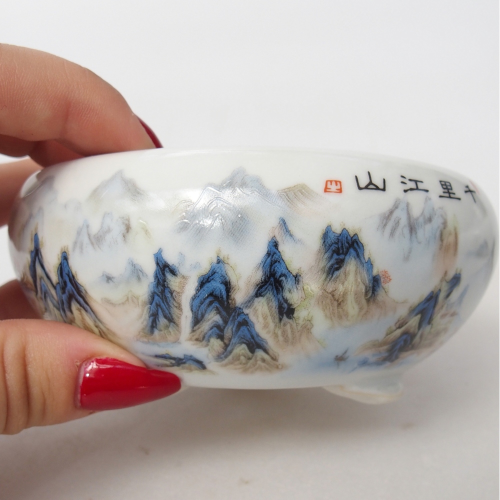 Bonsaischaal van keramiek 10 x 10 x 5 cm, kleur wit