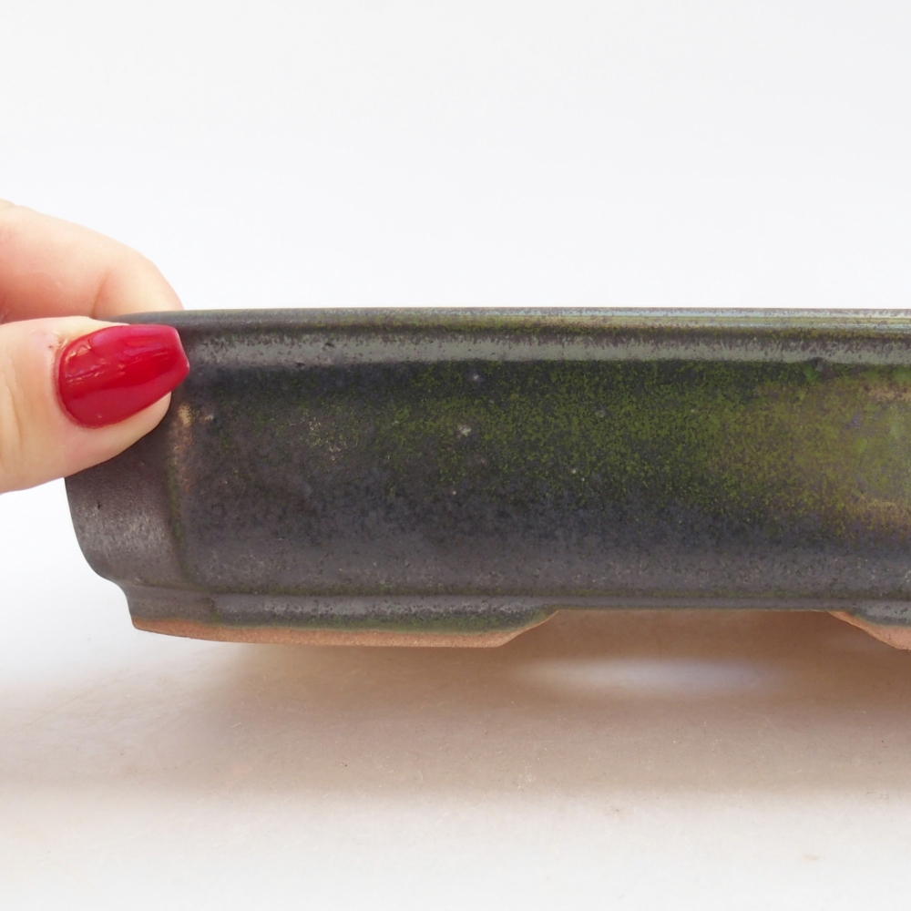 Bonsaischaal van keramiek 26 x 26 x 8 cm, kleur rood