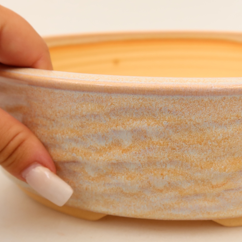 Keramische bonsaipot 27 x 27 x 7 cm, kleur: beige