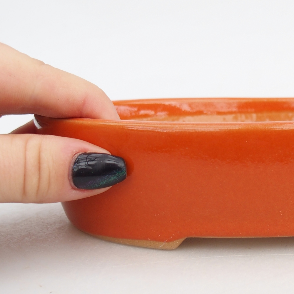 Bonsaischaal van keramiek 17 x 14 x 4 cm, oranje