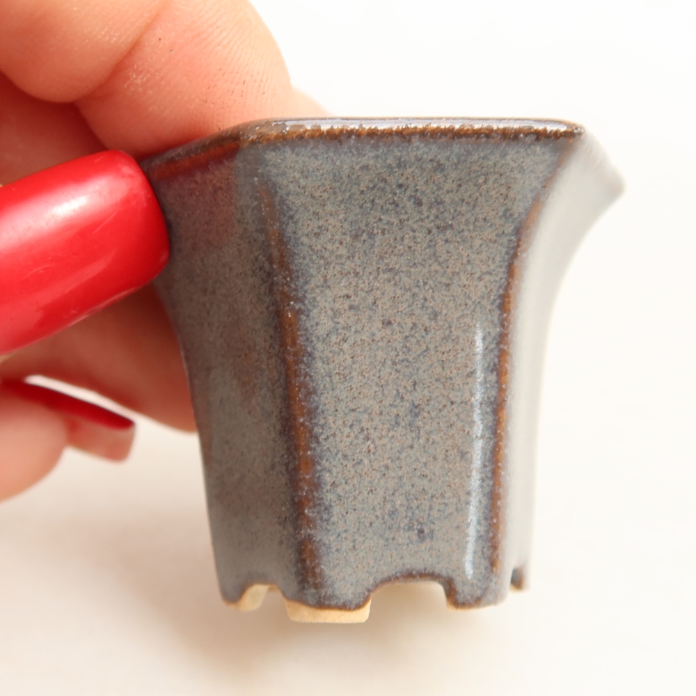 Keramische bonsaipot 4,5 x 4 x 3,5 cm, kleur grijs