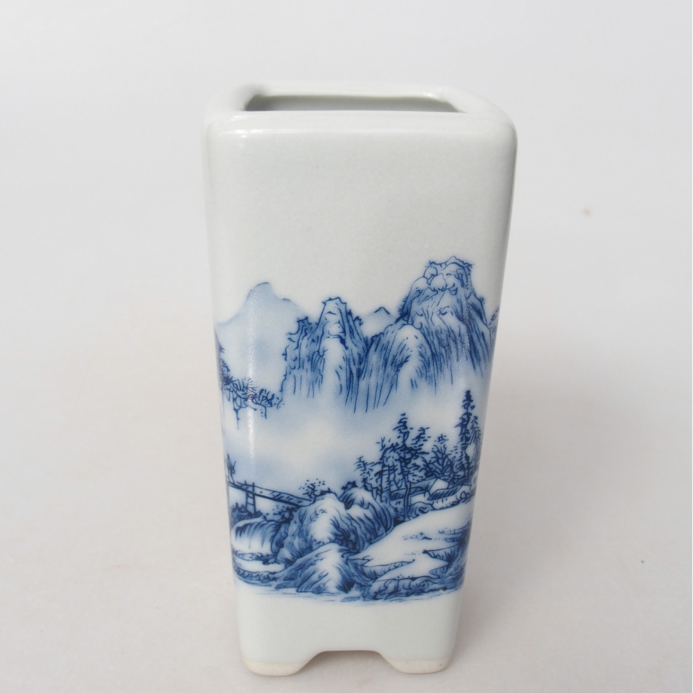 Bonsaischaal van keramiek 5,5 x 5,5 x 12 cm, kleur wit