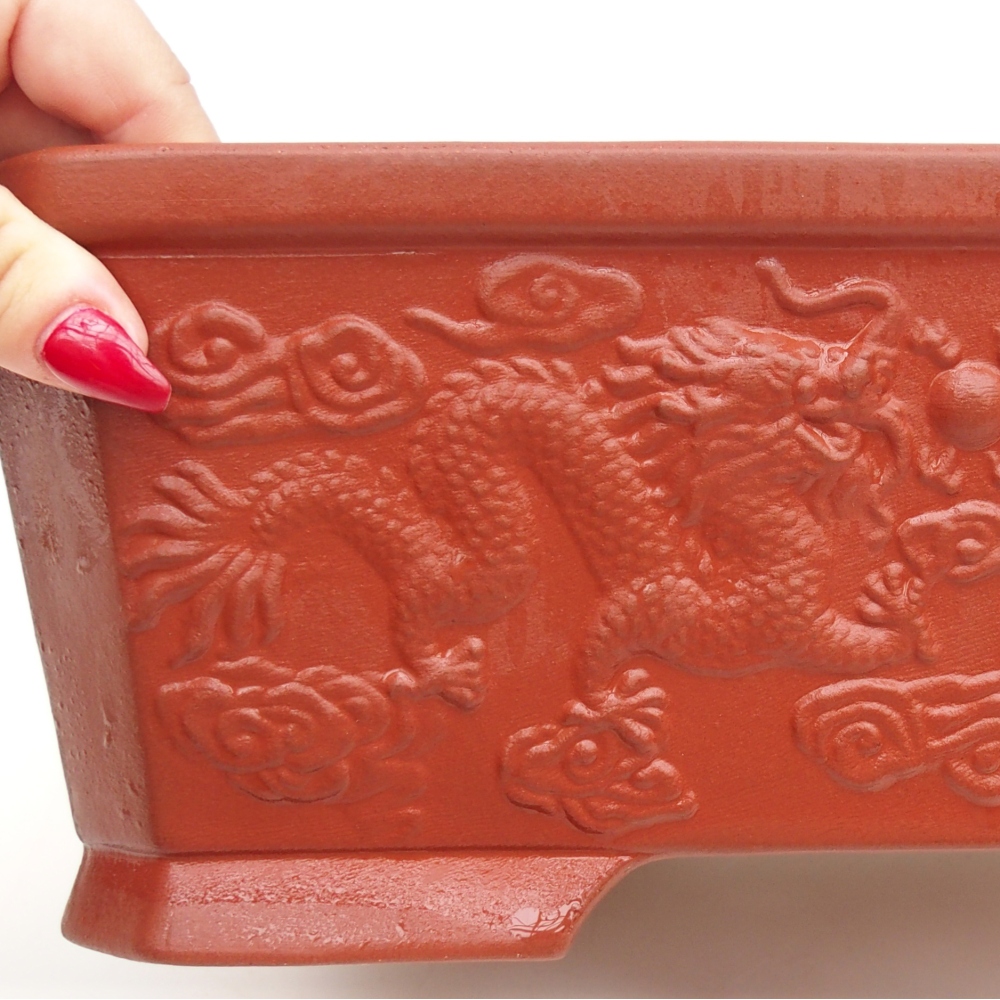 Bonsaischaal van keramiek 32,5 x 23 x 11,5 cm, baksteenkleur