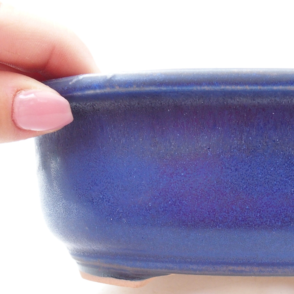 Bonsaischaal van keramiek 18 x 14,5 x 6 cm, kleur blauw