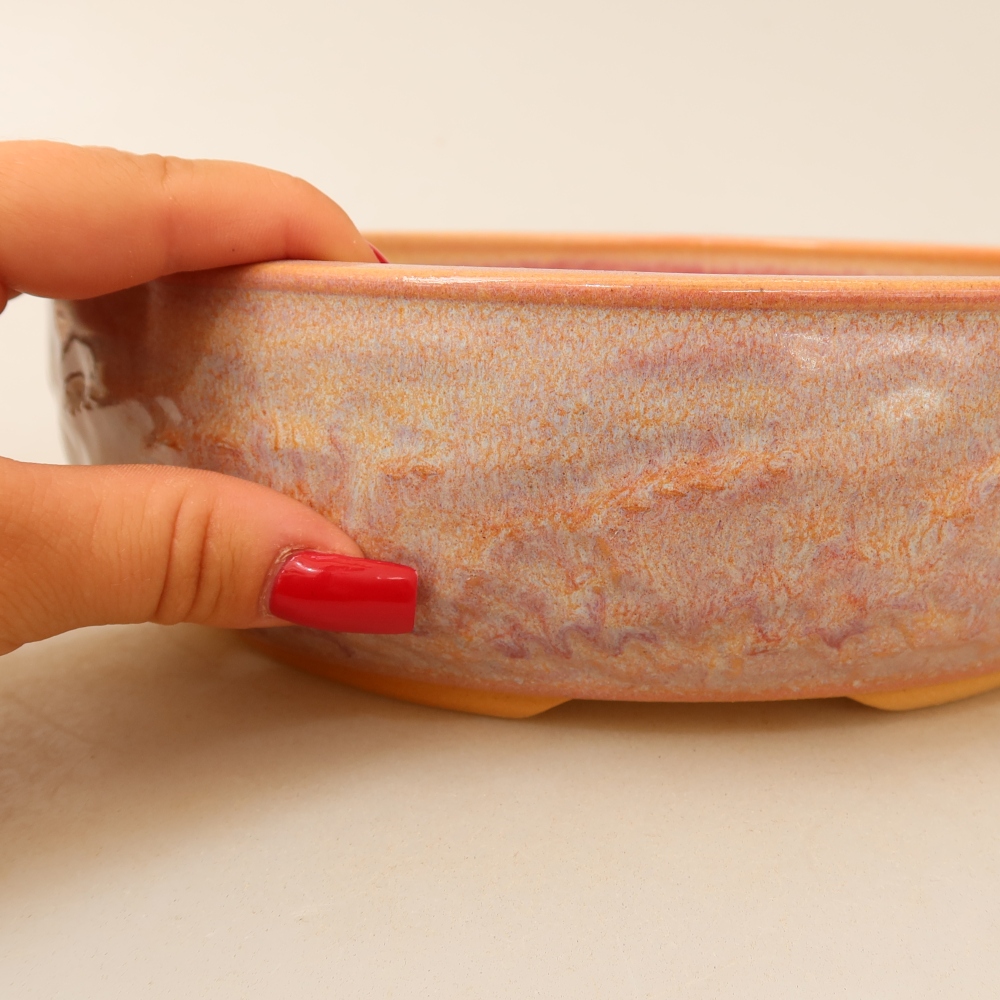 Keramische bonsaipot 22,5 x 22,5 x 7 cm, kleur: roze