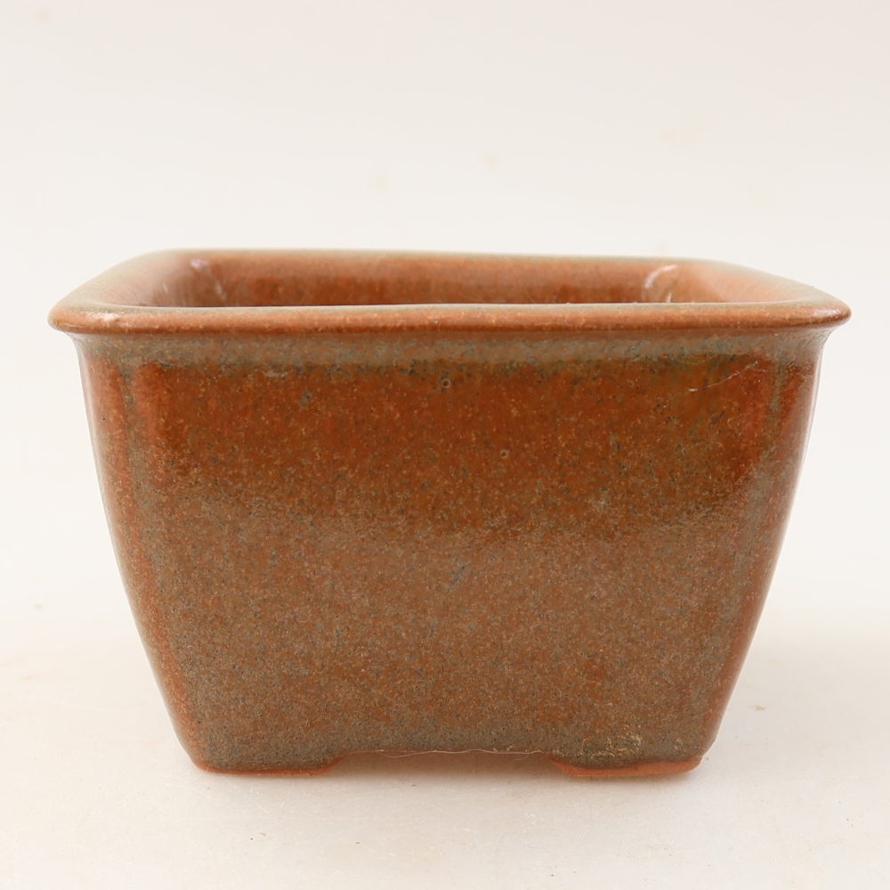 Bonsaischaal van keramiek 8,5 x 8,5 x 5,5 cm, bruin