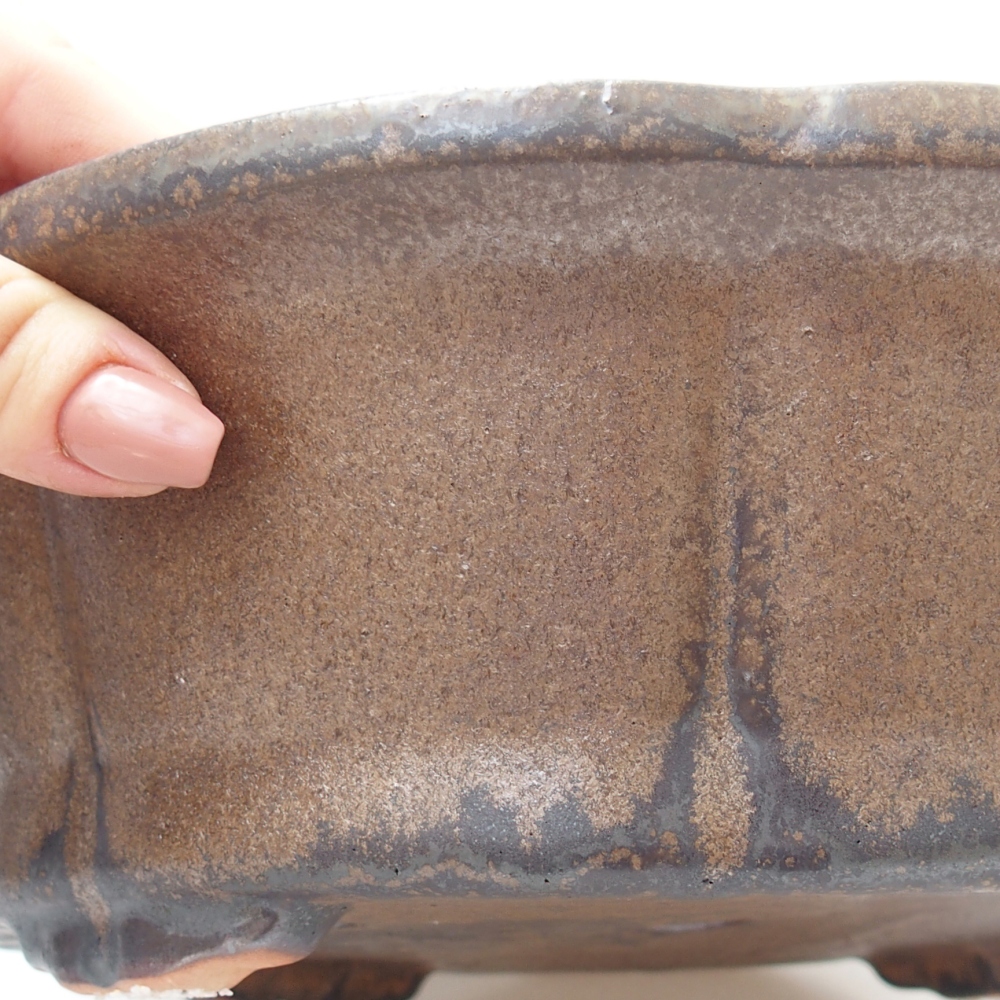 Bonsaischaal van keramiek 26,5 x 26,5 x 8 cm, bruin