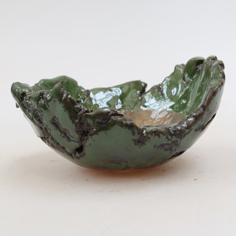 Keramische schaal  11,5 x 10,5 x 6 cm, kleur groen