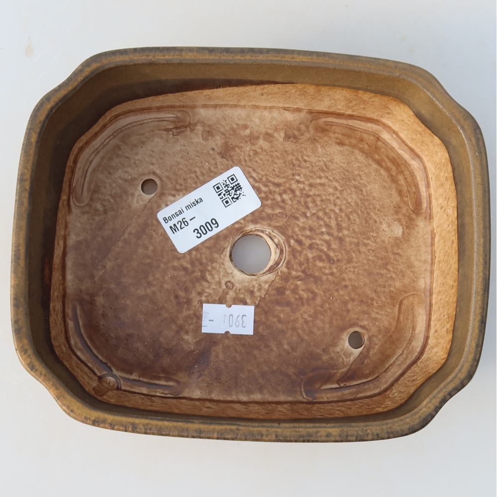 Bonsaischaal van keramiek 17,5 x 14,5 x 5 cm, bruin