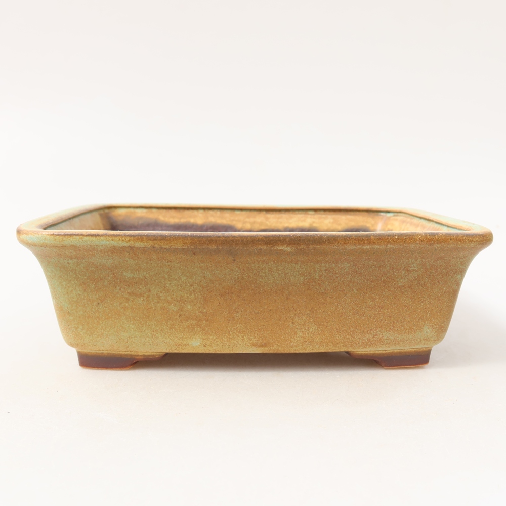 Bonsaischaal van keramiek 17,5 x 14,5 x 5,5 cm, groen