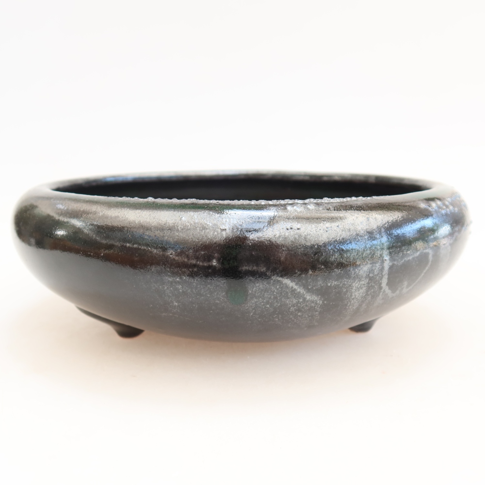 Keramische bonsaipot 20,5 x 20,5 x 7 cm, kleur groen